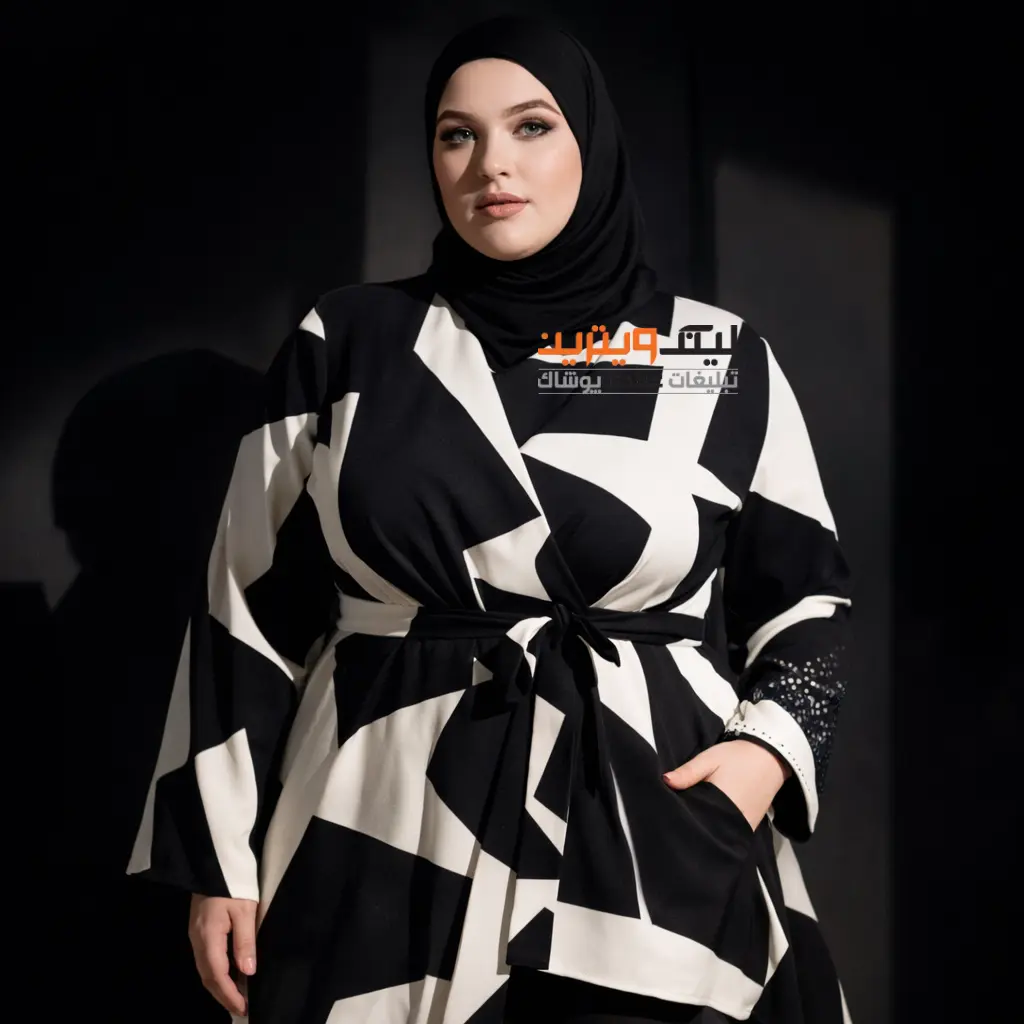 تونیک سایز بزرگ مجلسی عمده | دختری با تونیک مهمانی دورنگ زیبا | تونیک سایزبزرگ زیبا | تونیک مجلسی سفید مشکی سایزبزرگ